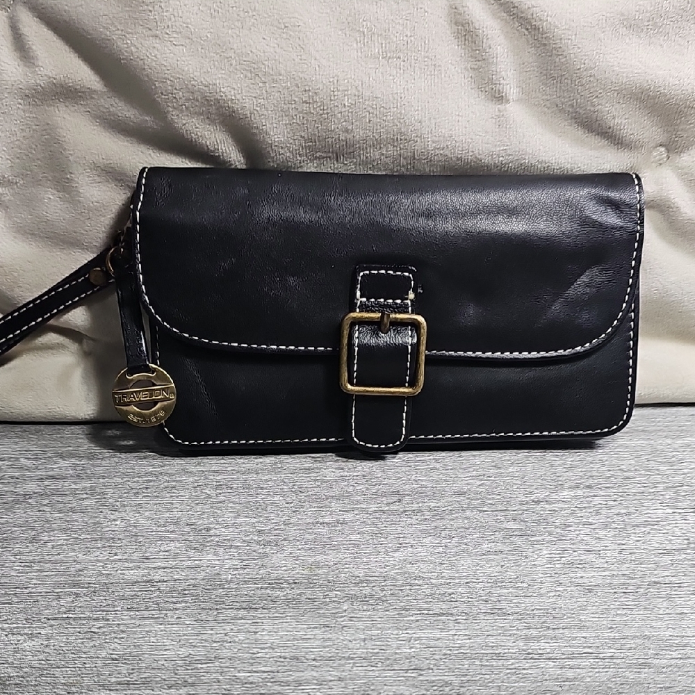 VINTQGE Travelon Black Clutch with Gold Accent